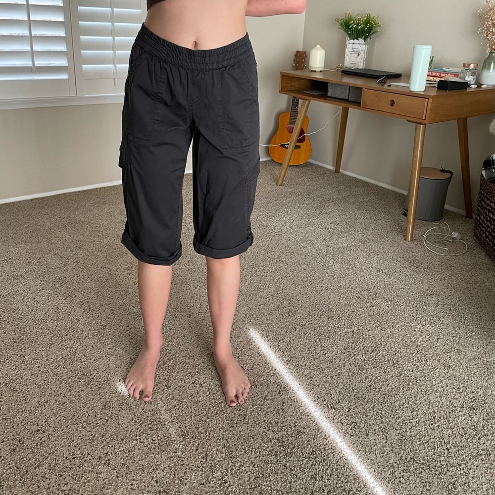black elastic waist long shorts size 2 brand is Supplies
